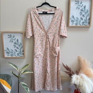 Rebdolls Peach Floral Midi Dress